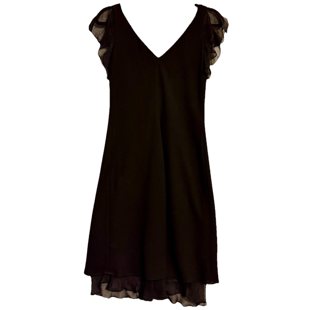 Vintage Jones New York Black Dress Flutter Sleeves and Hem Size 4 Elegant Dressy